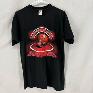 Vintage Arkansas Razorbacks Basketball Tee Men’s Large Black JERZEES USA